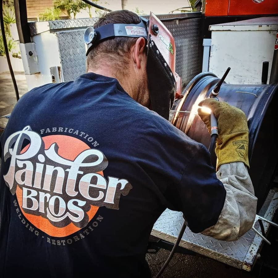 A welder welding